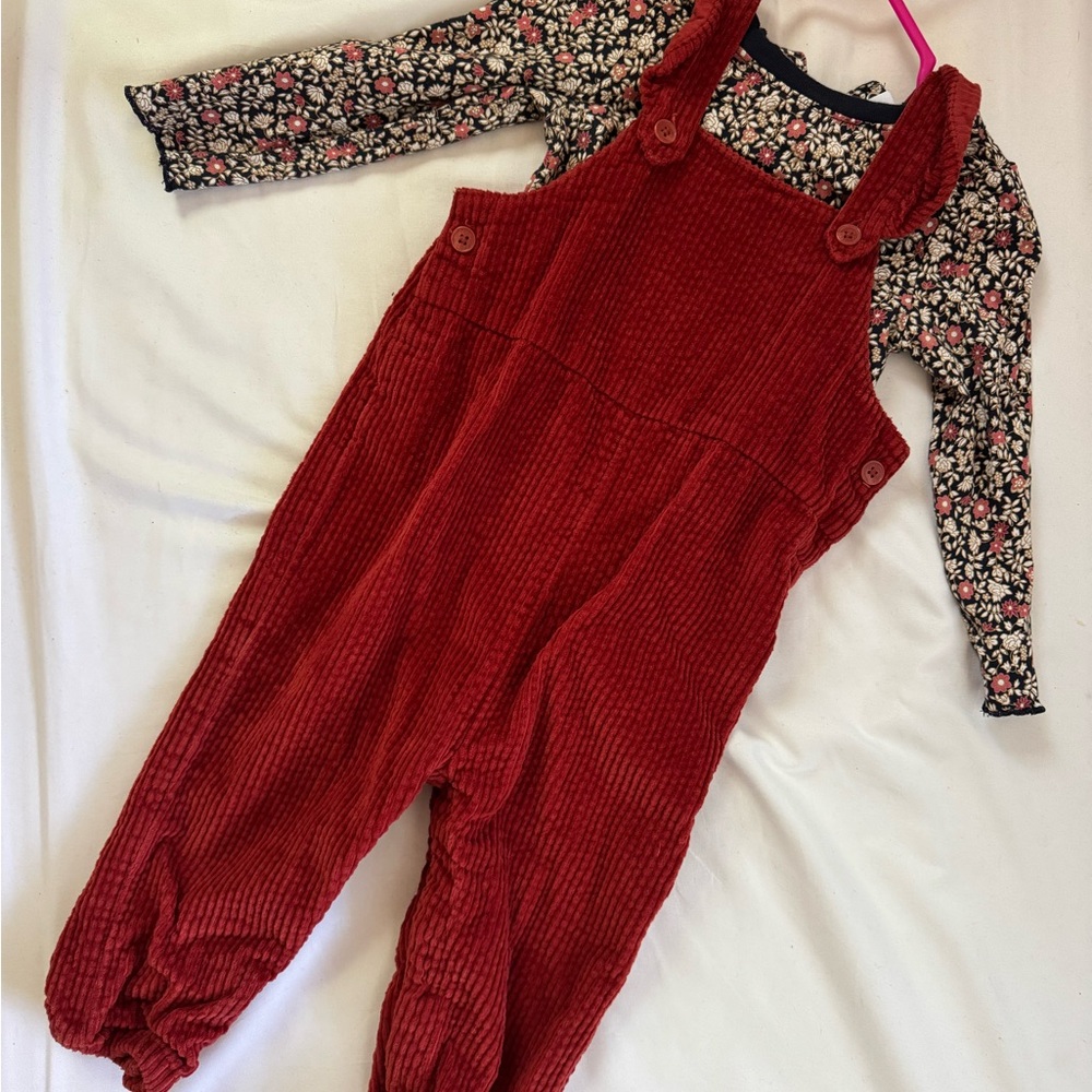 Rust Corduroy Girls Overalls